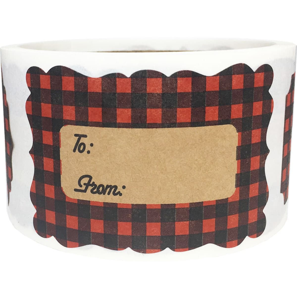 Red Plaid Kraft Adhesive Gift Tags QTY 25 Red Plaid Kraft Adhesive Gift Tags QTY 25