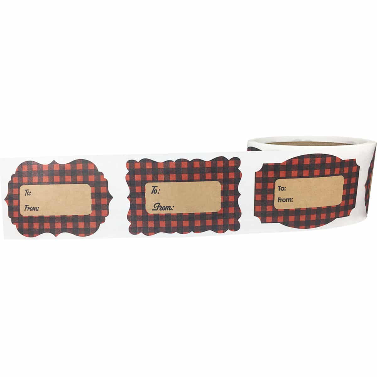 Red Plaid Kraft Adhesive Gift Tags QTY 25 Red Plaid Kraft Adhesive Gift Tags QTY 25
