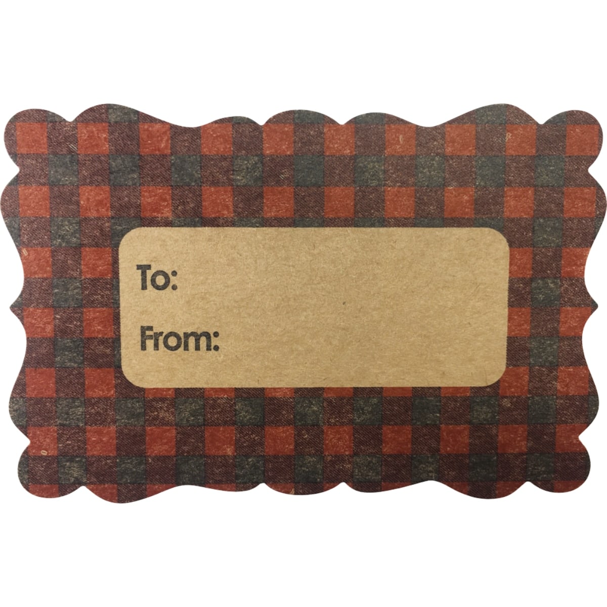 Red Plaid Kraft Adhesive Gift Tags QTY 25 Red Plaid Kraft Adhesive Gift Tags QTY 25
