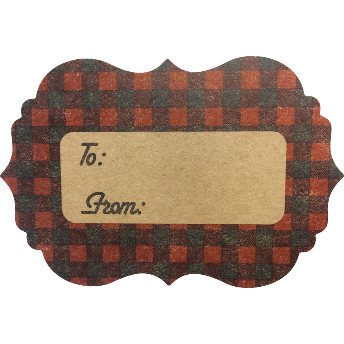 Red Plaid Kraft Adhesive Gift Tags QTY 25 Red Plaid Kraft Adhesive Gift Tags QTY 25