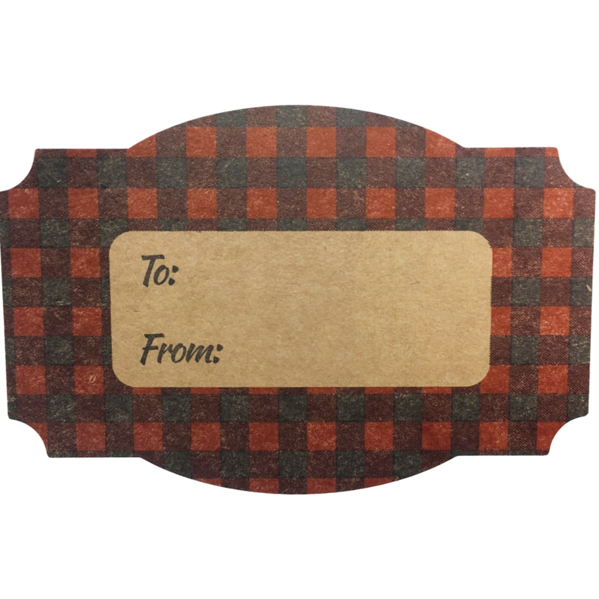 Red Plaid Kraft Adhesive Gift Tags QTY 25 Red Plaid Kraft Adhesive Gift Tags QTY 25