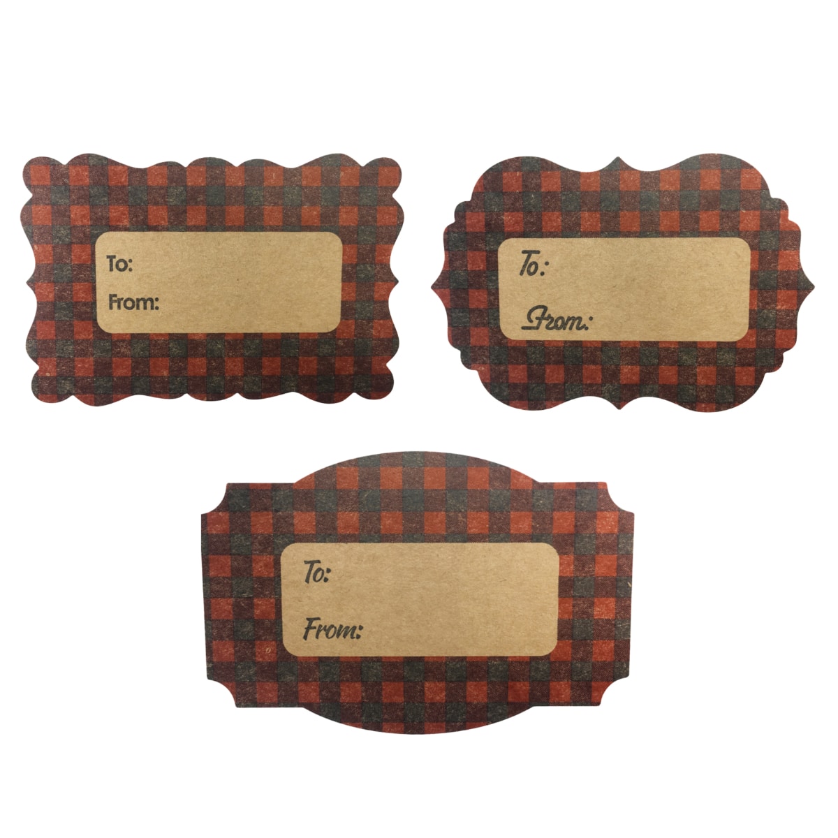 Red Plaid Kraft Adhesive Gift Tags QTY 25 Red Plaid Kraft Adhesive Gift Tags QTY 25