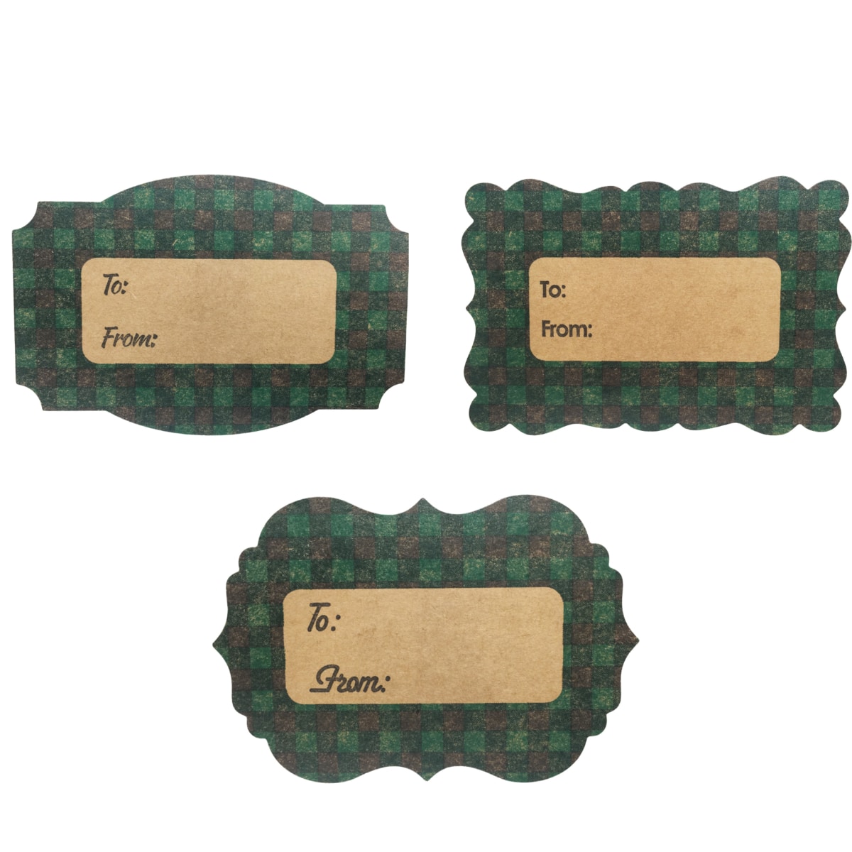 Green Buffalo Plaid Kraft Gift Tags QTY 100 Green Buffalo Plaid Kraft Gift Tags QTY 100