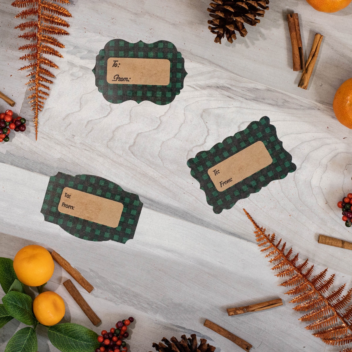 Green Buffalo Plaid Kraft Gift Tags QTY 100 Green Buffalo Plaid Kraft Gift Tags QTY 100