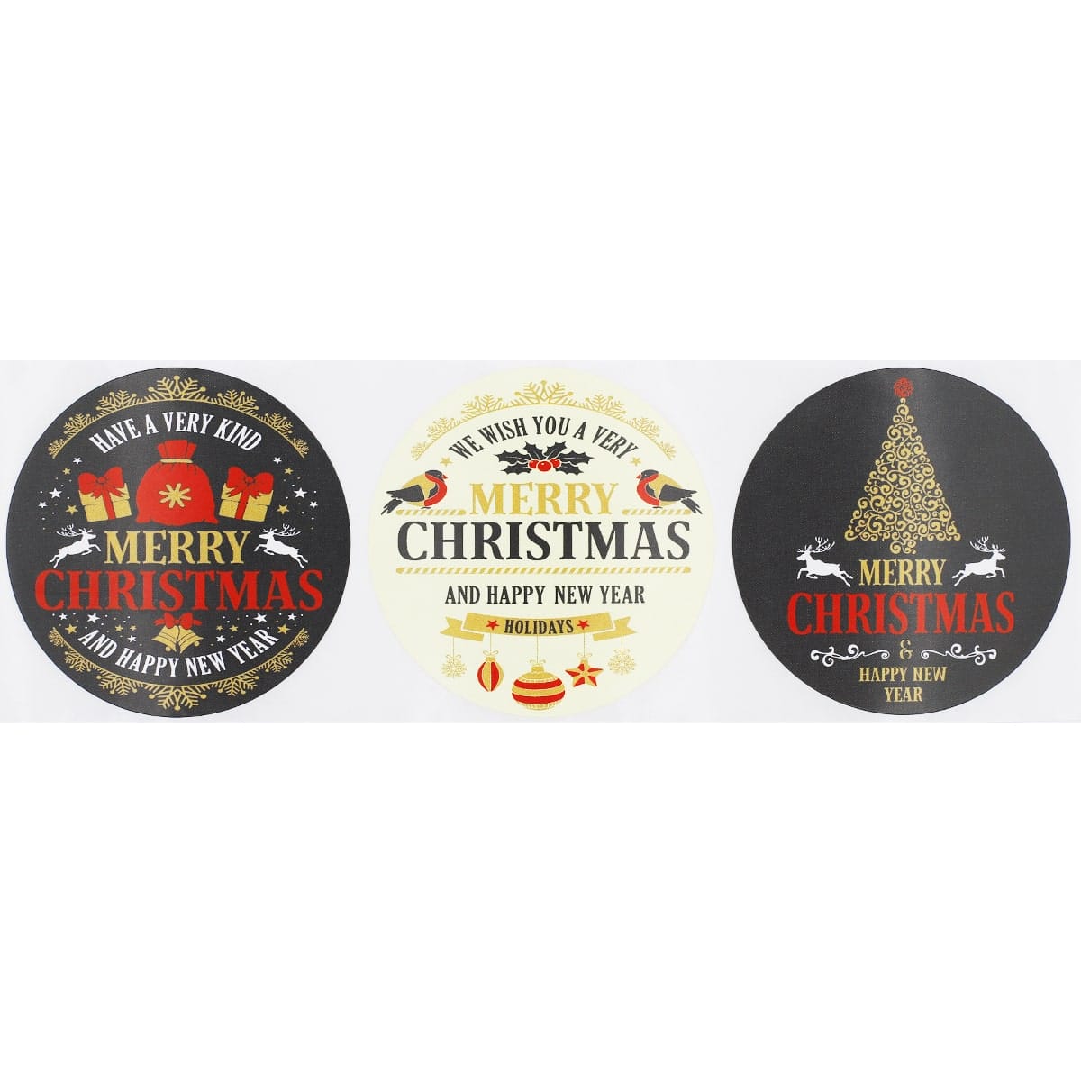 Merry Christmas and Happy New Year Stickers QTY 100