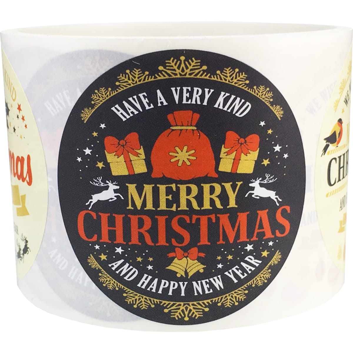 Merry Christmas and Happy New Year Stickers QTY 100