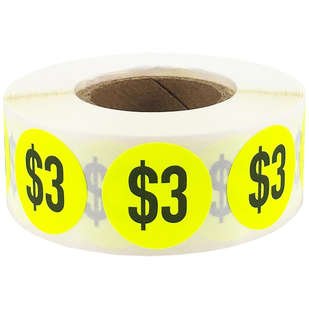 $3 Fluorescent Yellow Pricing Stickers 3/4" Round QTY 500 $3 Fluorescent Yellow Pricing Stickers 3/4" Round QTY 500