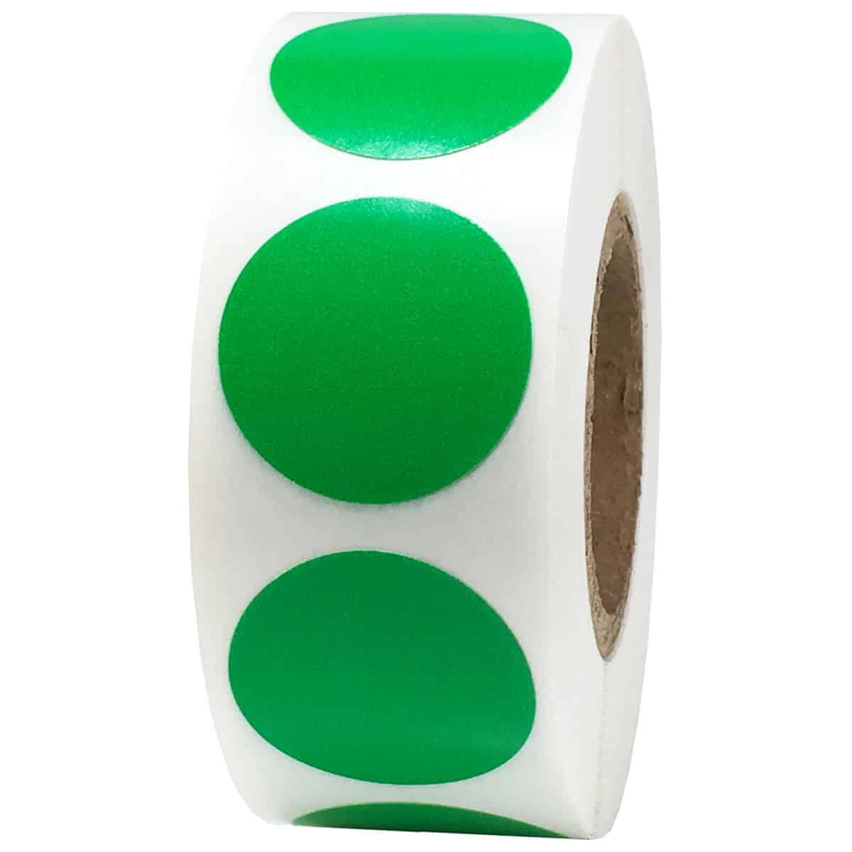 Spring Green Color Code Labels 3/4" Round QTY 500