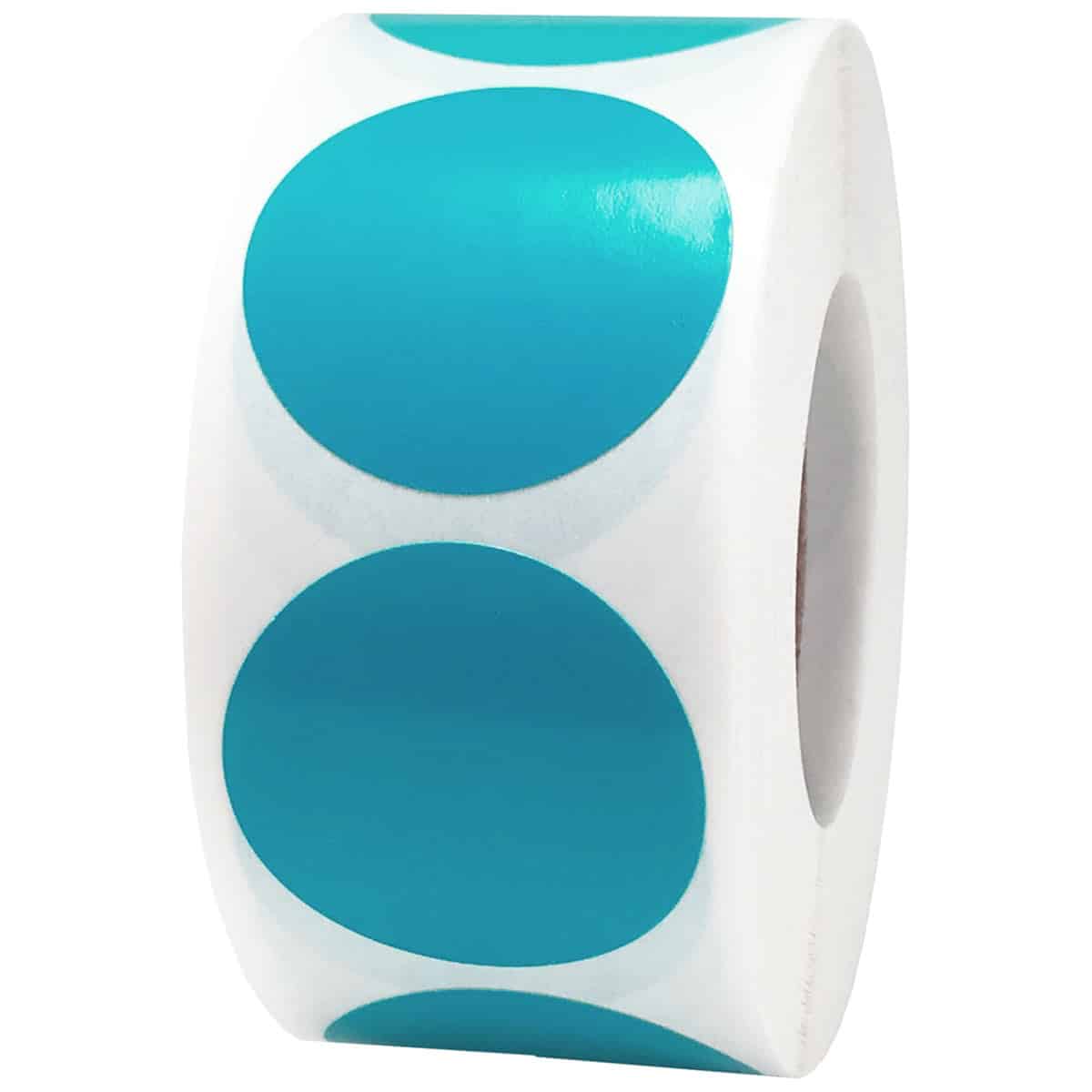Aqua Colored Labels 1" Round QTY 500