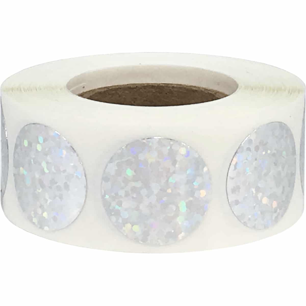 Silver Holographic Sparkle Colored Labels 3/4" Round