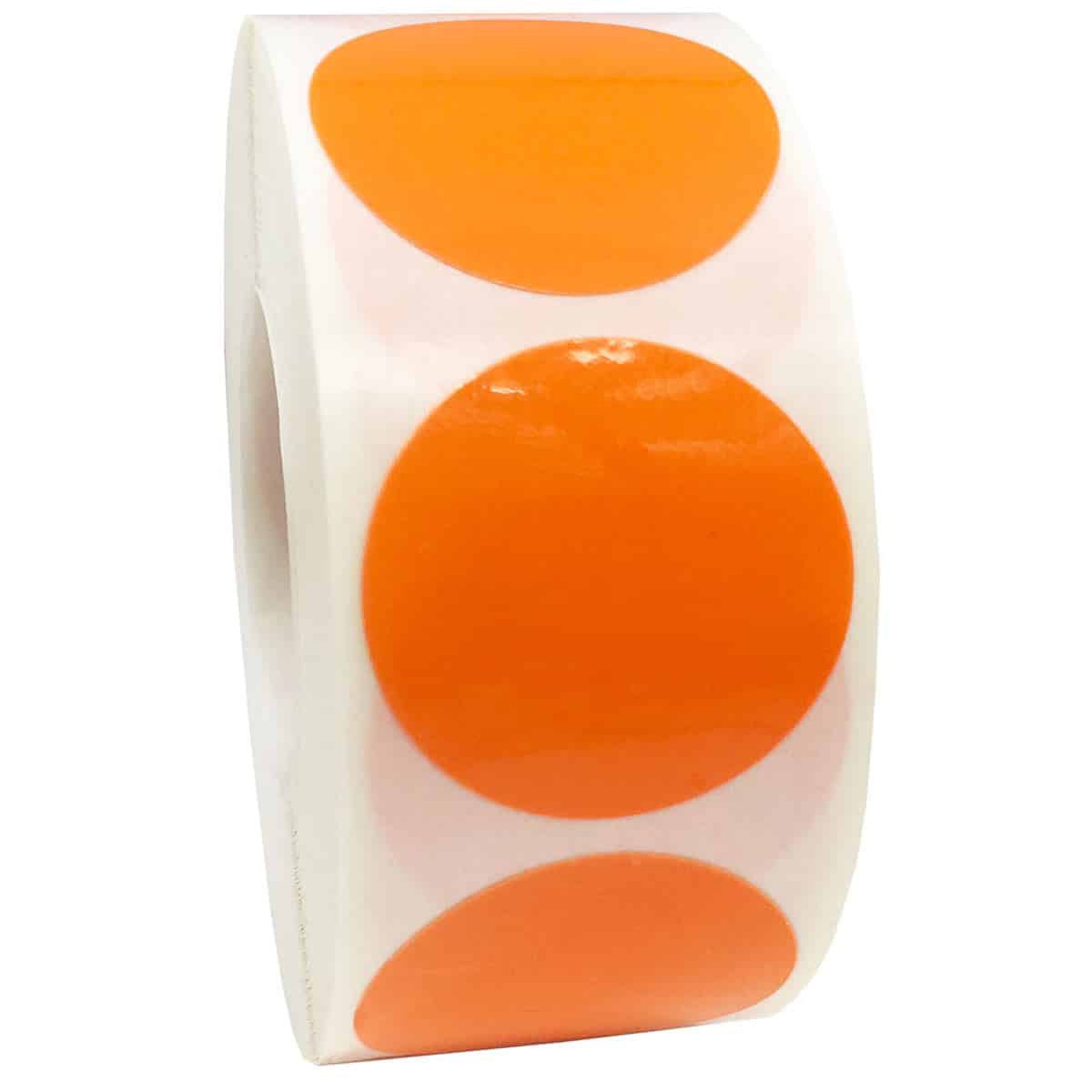Orange Weather Resistant Labels 1" Round QTY 500