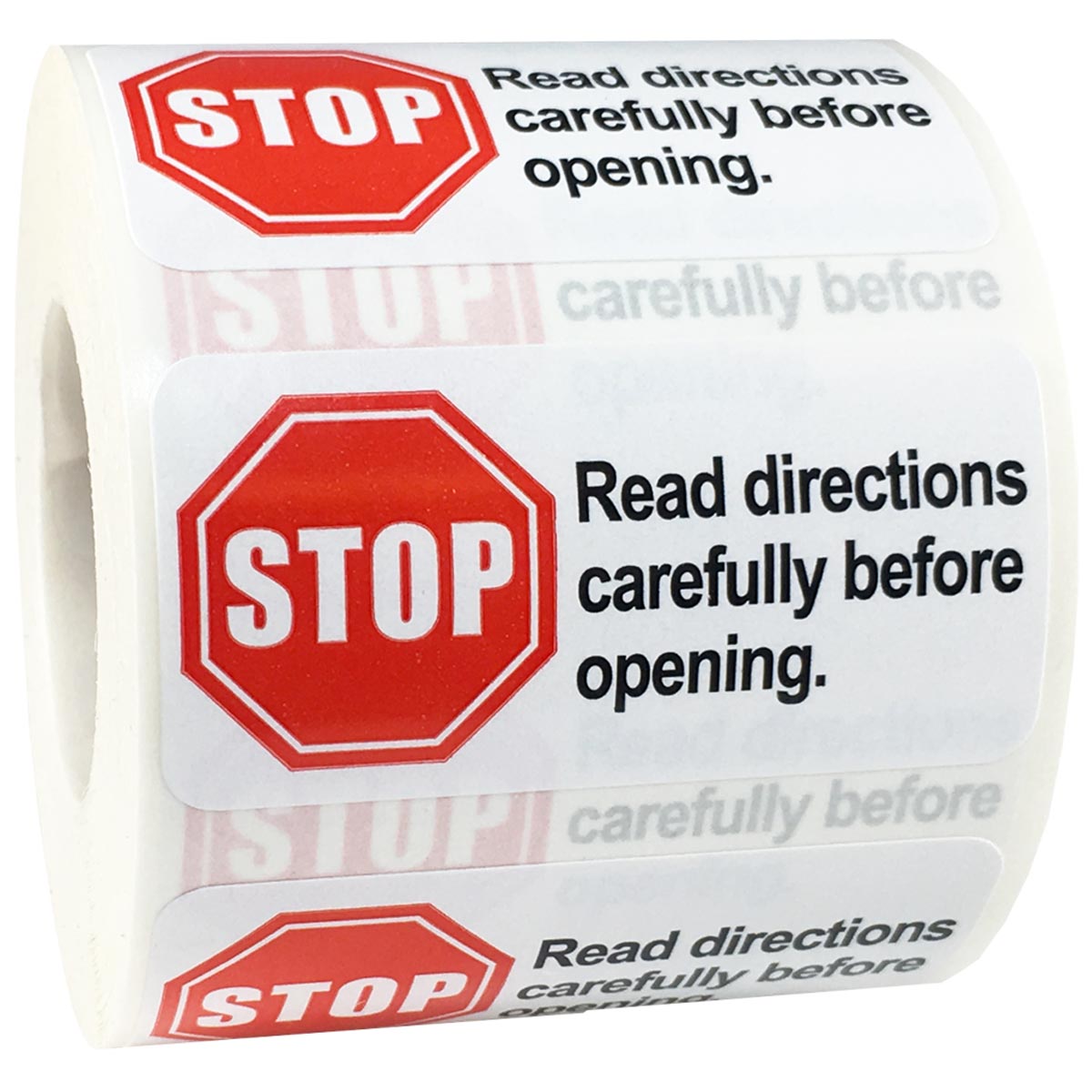 Stop Read Directions Warning Labels 1" x 2" QTY 500
