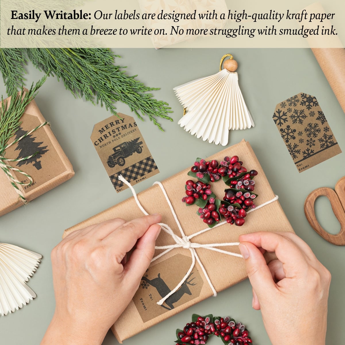 Country Kraft Merry Christmas Gift Tags QTY 25