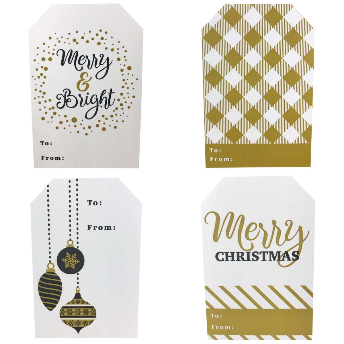 Classy Gold/White Holiday Gift Tags QTY 100