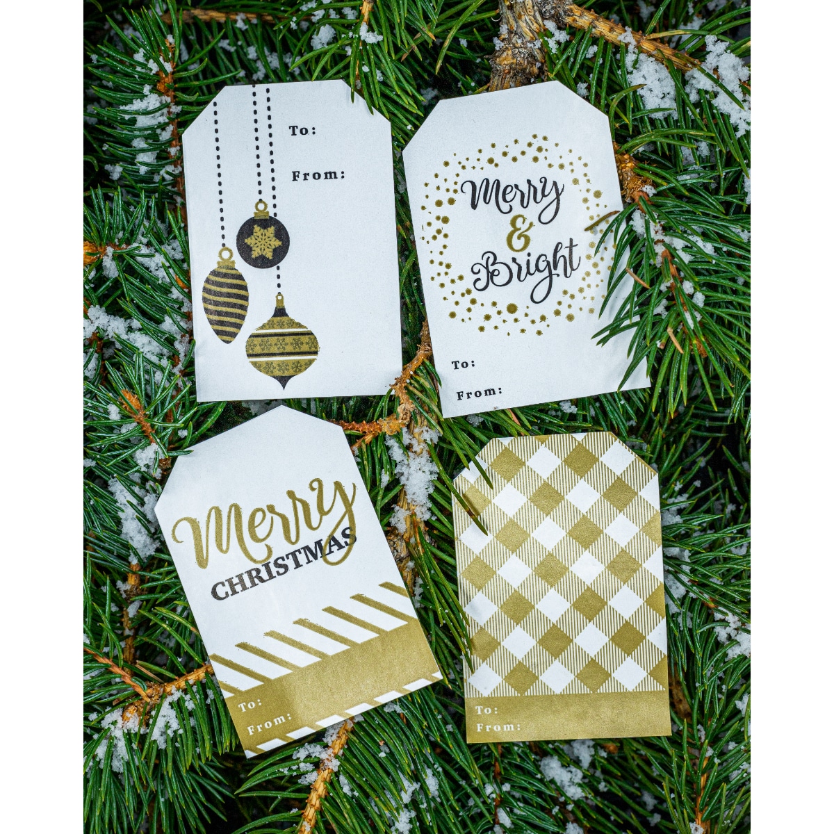 Classy Gold/White Holiday Gift Tags QTY 100