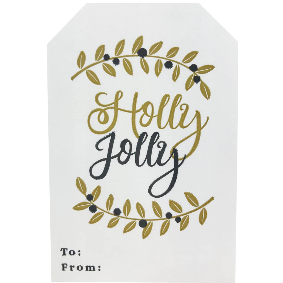 Holly Jolly Warm Wishes Gold and White Holiday Gift Tags QTY 100