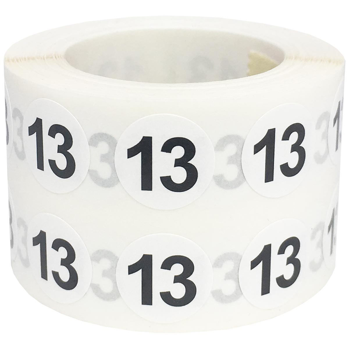 Small Number 13 Stickers 1/2" Round QTY 1,000