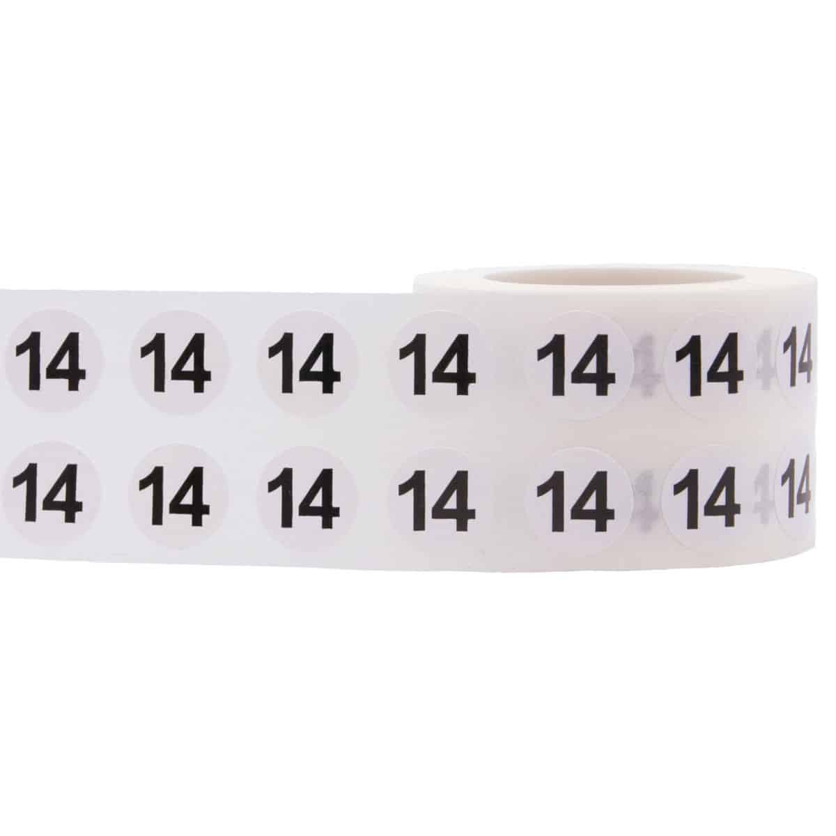 Small Number 14 Stickers 1/2" Round QTY 1,000 Small Number 14 Stickers 1/2" Round QTY 1,000