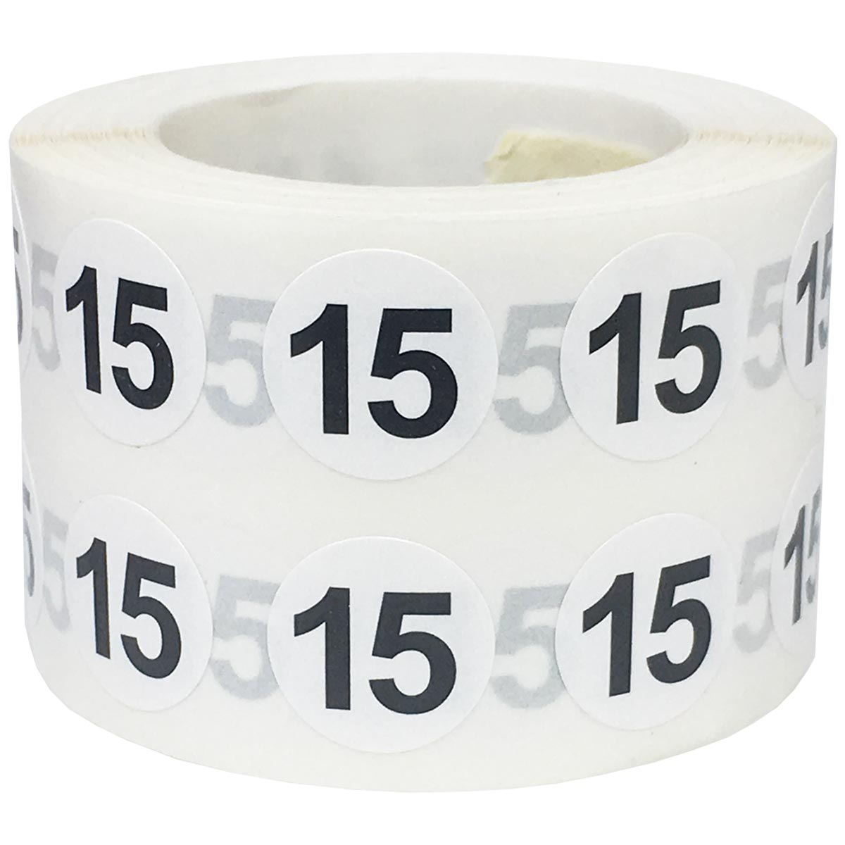 Small Number 15 Stickers 1/2" Round QTY 1,000 Small Number 15 Stickers 1/2" Round QTY 1,000