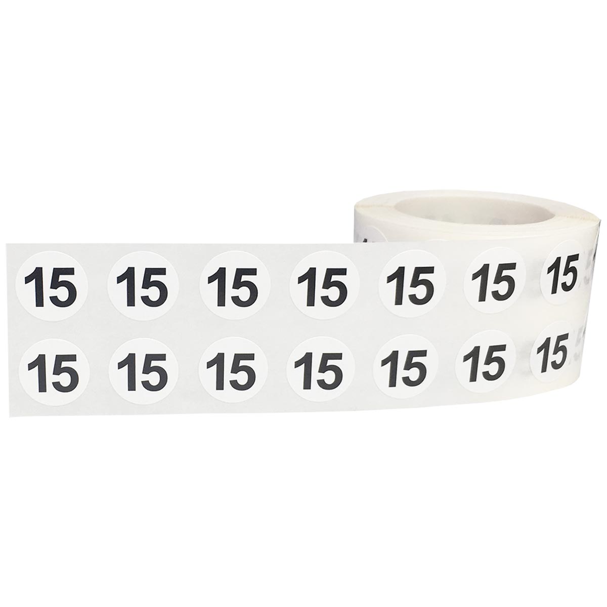 Small Number 15 Stickers 1/2" Round QTY 1,000 Small Number 15 Stickers 1/2" Round QTY 1,000