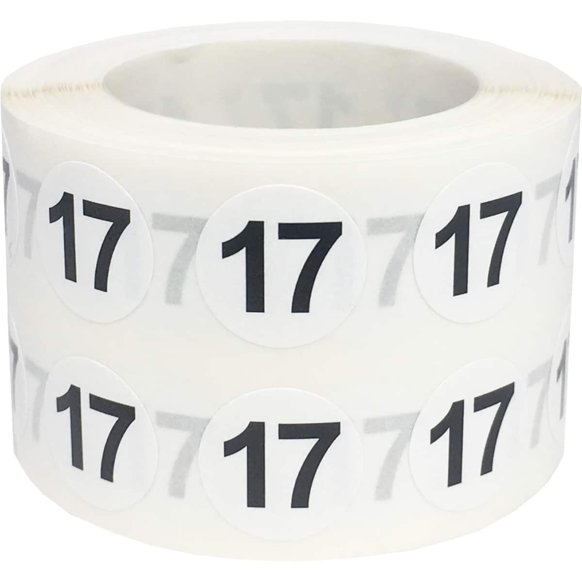 Small Number 17 Stickers 1/2" Round QTY 1,000 Small Number 17 Stickers 1/2" Round QTY 1,000