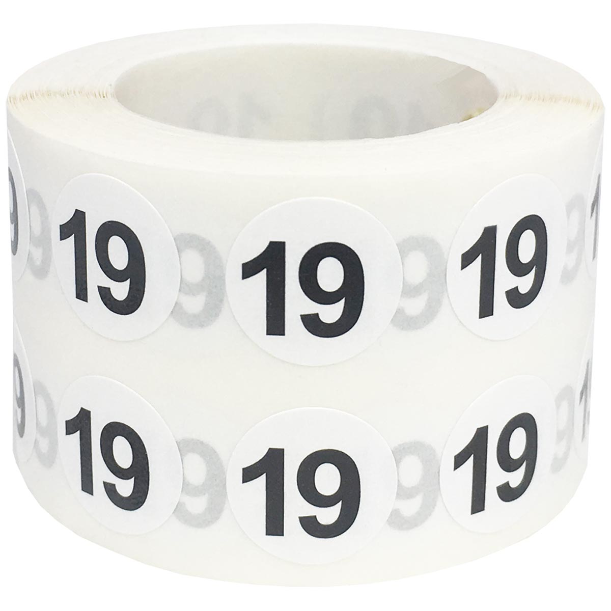 Small Number 19 Stickers 1/2" Round QTY 1,000 Small Number 19 Stickers 1/2" Round QTY 1,000