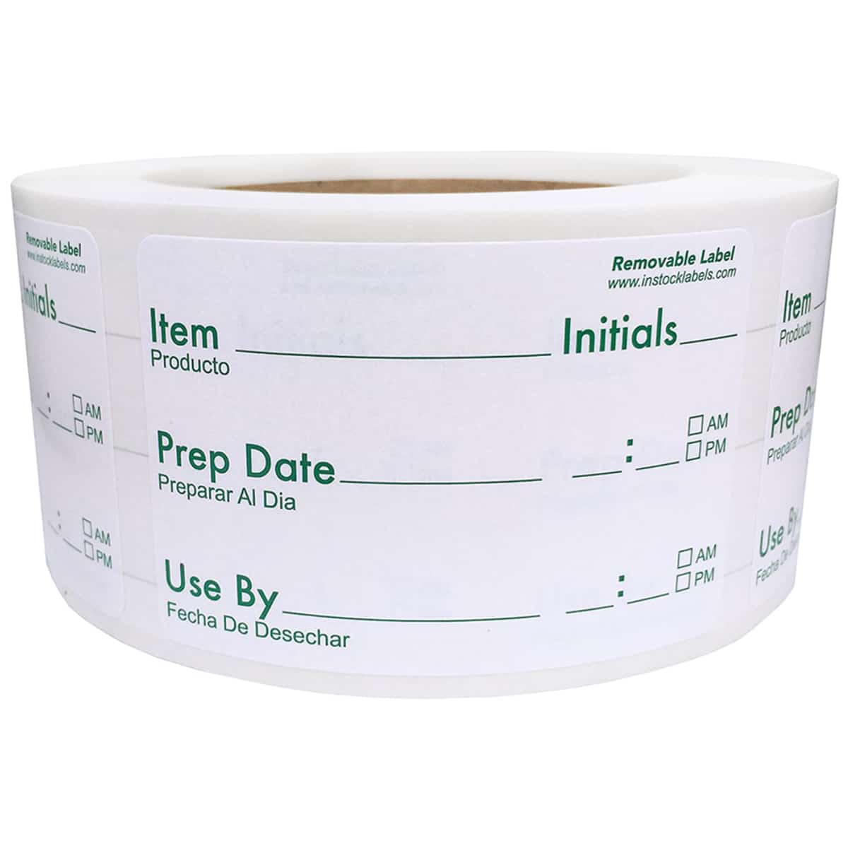 Removable Food Prep Labels | Green and White QTY 500