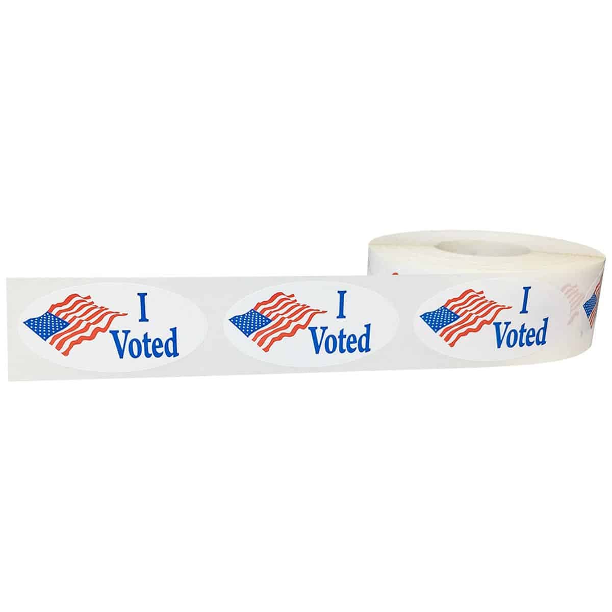 I Voted Stickers Oval 1" x 2" QTY 500