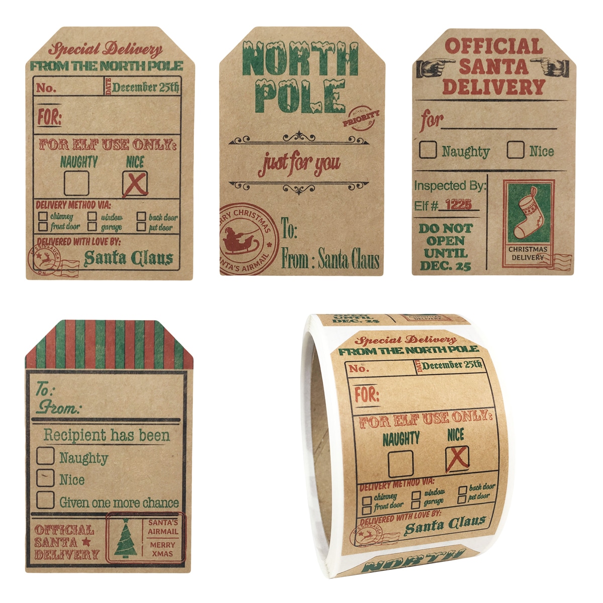 Kraft Vintage Christmas Gift Tags QTY 100