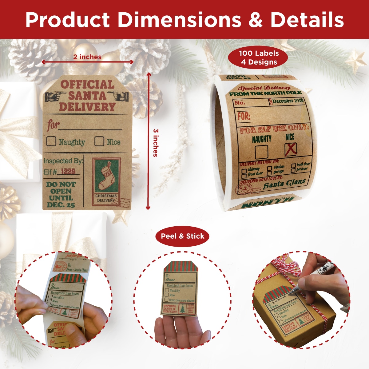 Kraft Vintage Christmas Gift Tags QTY 100