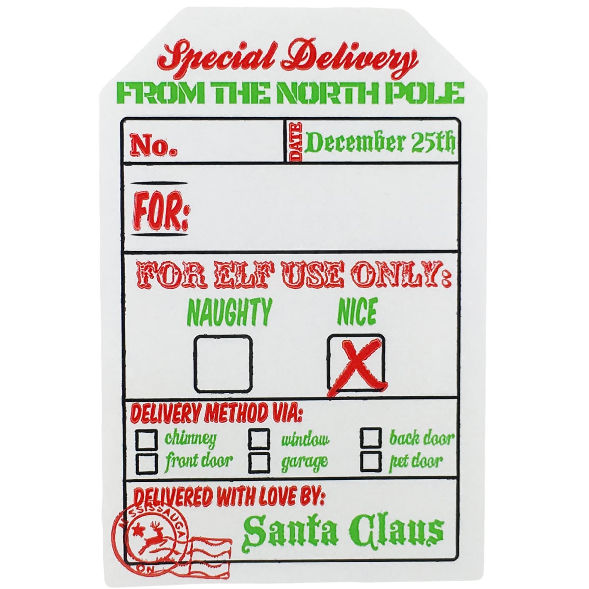 Official Santa Delivery North Pole Gift Tags QTY 100
