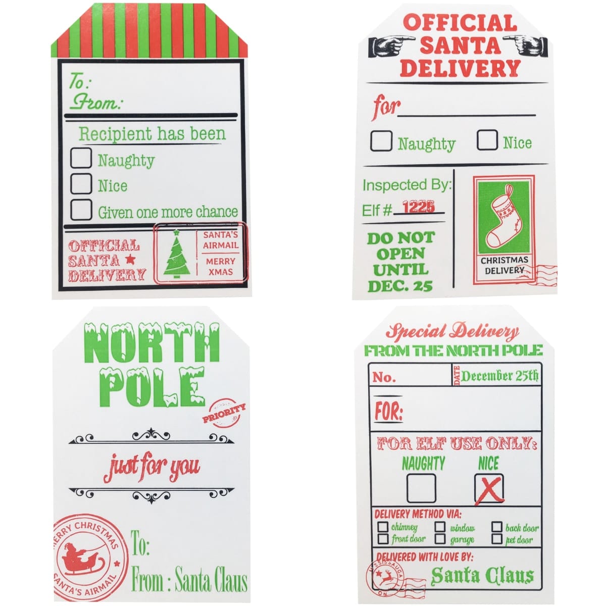 Official Santa Delivery North Pole Gift Tags QTY 100