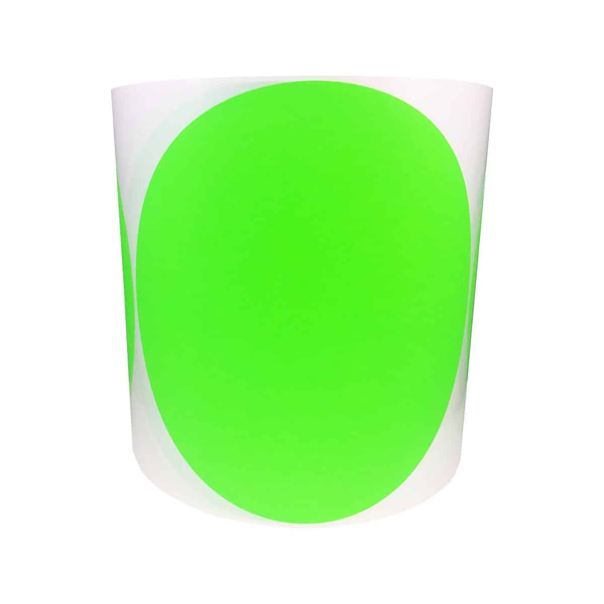 Fluorescent Green Stickers Extra Large 6" Round QTY 500