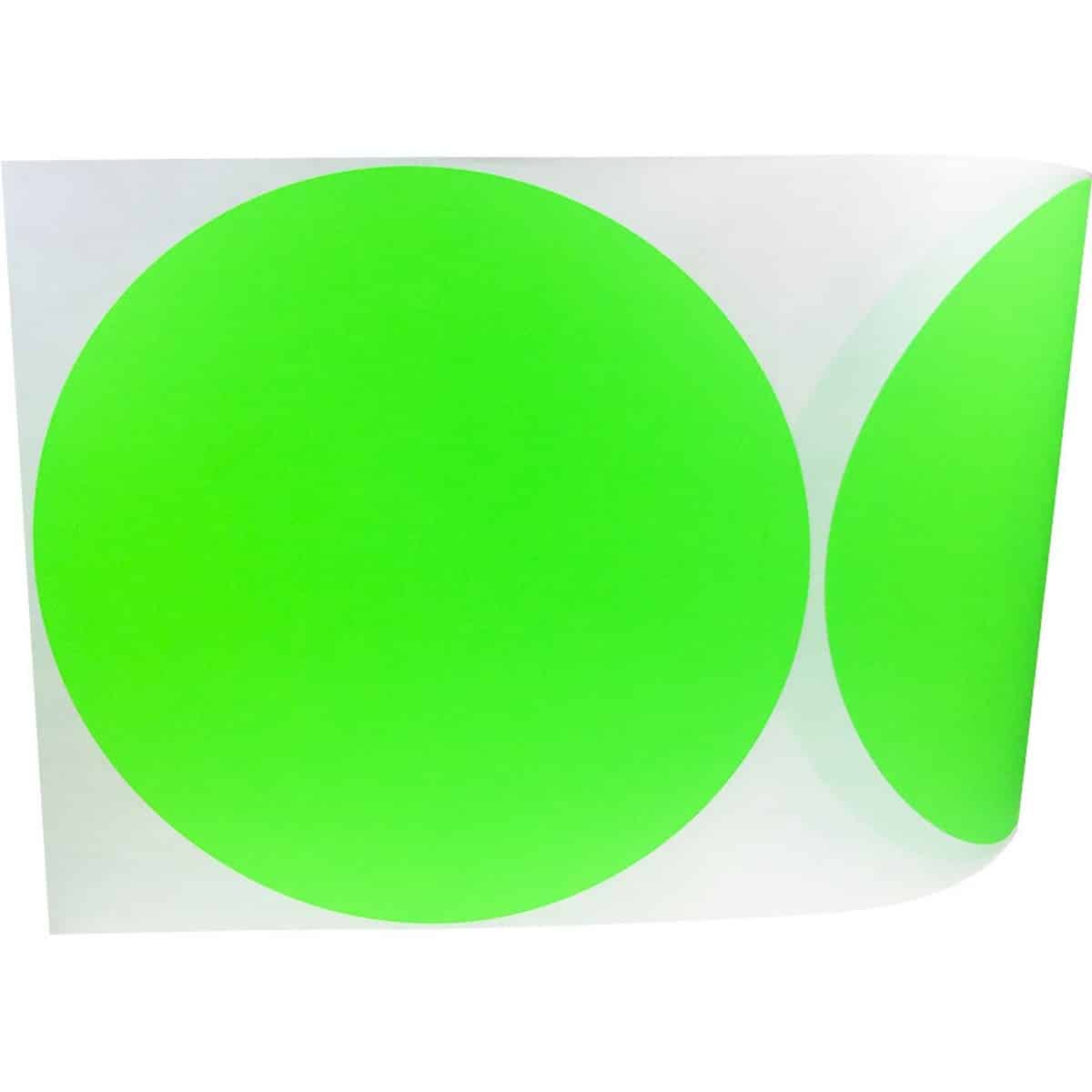Fluorescent Green Stickers Extra Large 6" Round QTY 500