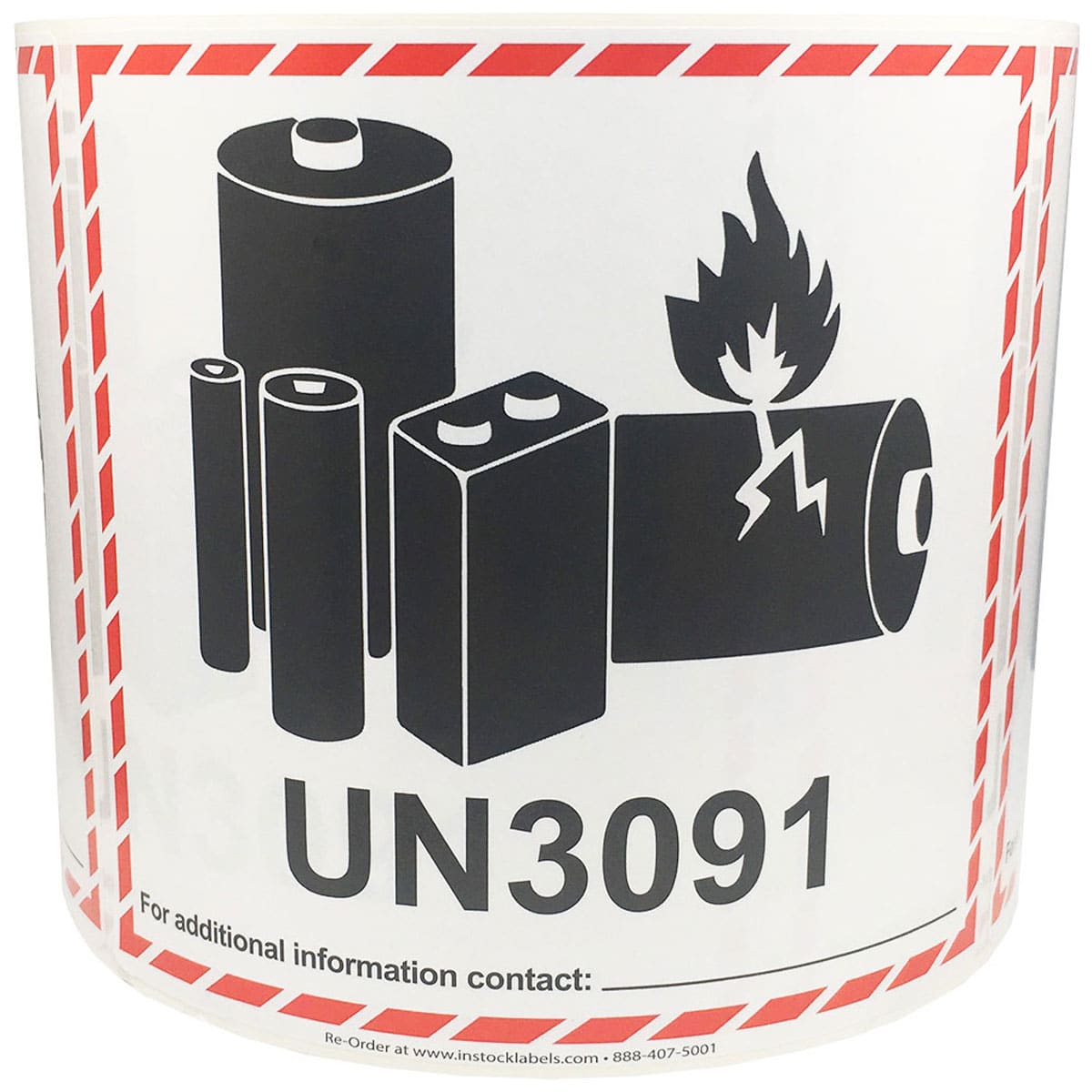Lithium Ion Battery UN3091 D.O.T. Labels QTY 500