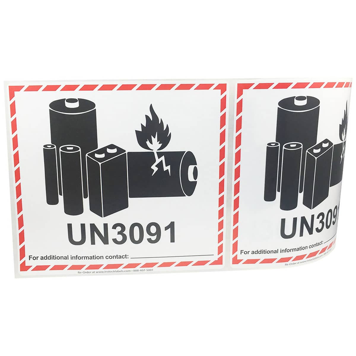 Lithium Ion Battery UN3091 D.O.T. Labels QTY 500