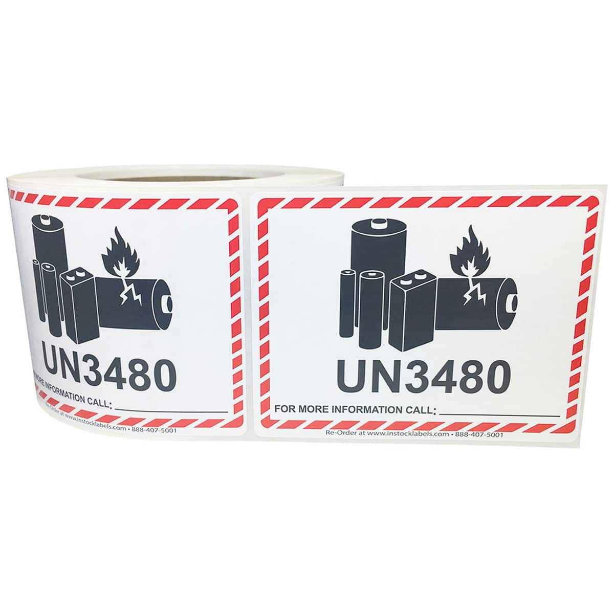 Caution Lithium Battery UN3480 For More Info Call Warning Labels QTY 500 Caution Lithium Battery UN3480 For More Info Call Warning Labels QTY 500