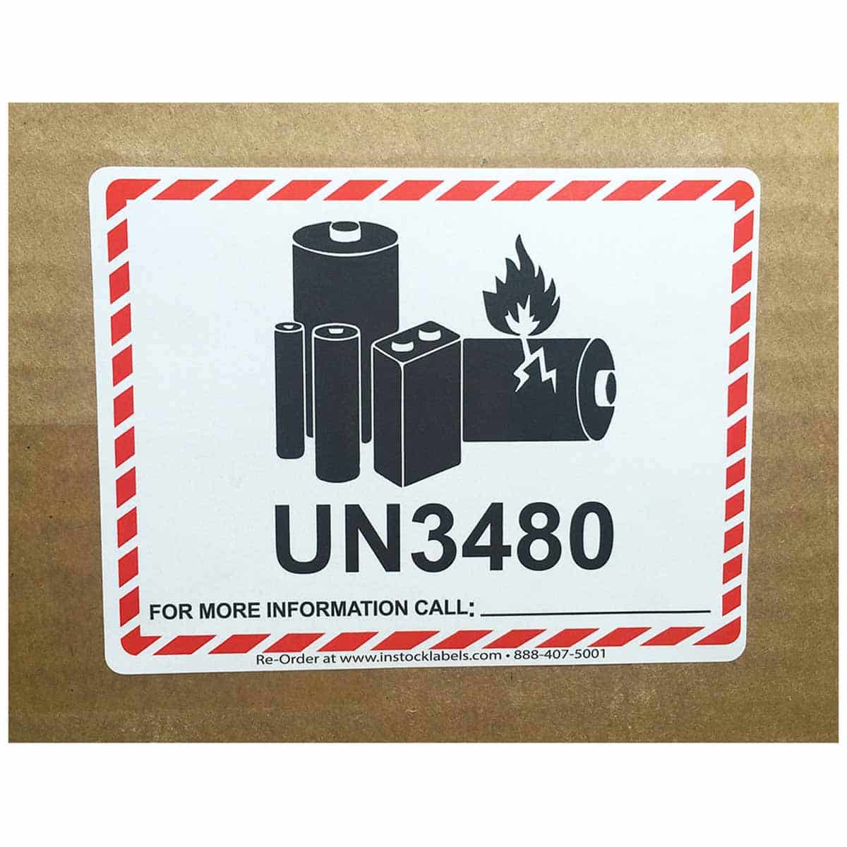 Caution Lithium Battery UN3480 For More Info Call Warning Labels QTY 500 Caution Lithium Battery UN3480 For More Info Call Warning Labels QTY 500