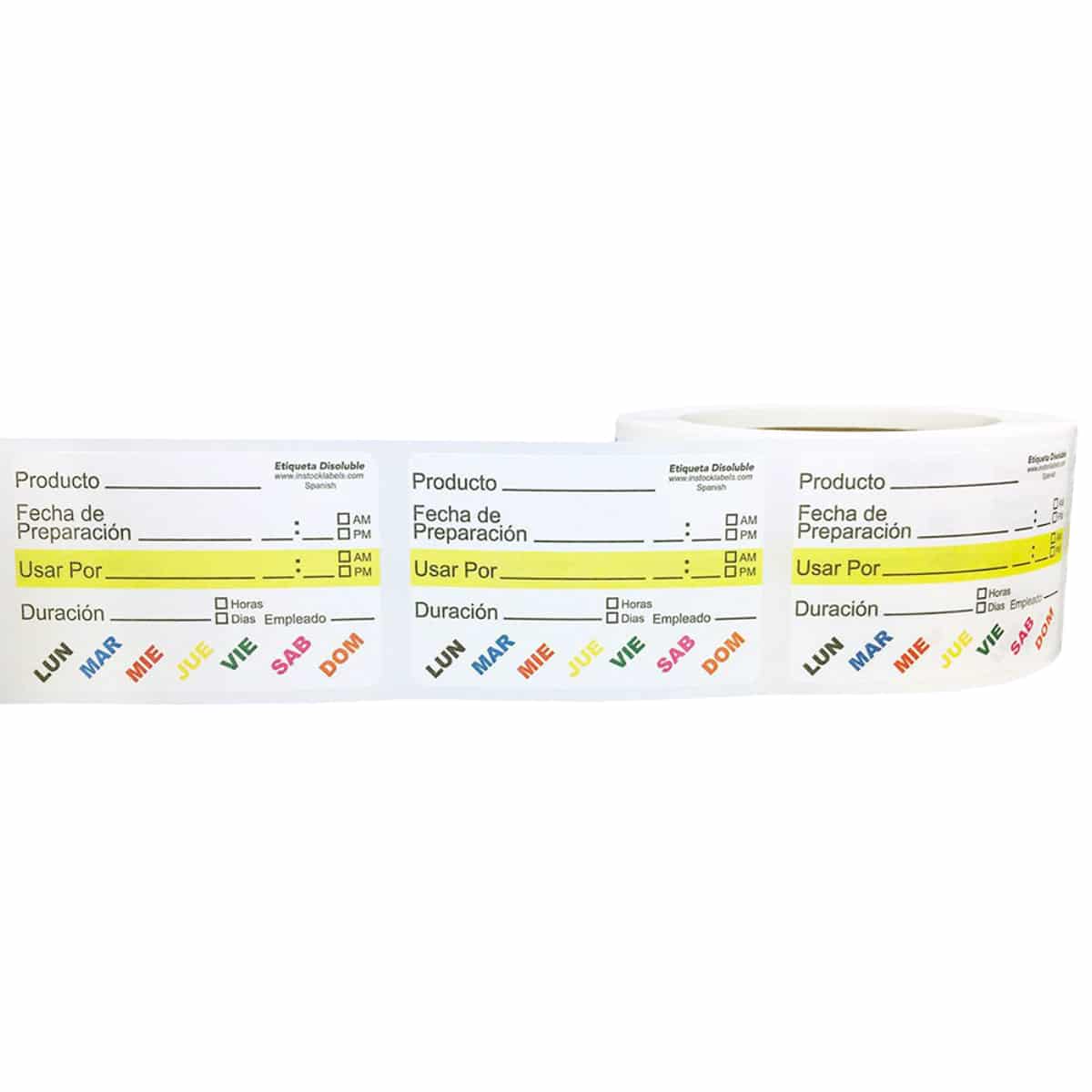 Spanish Dissolvable Food Rotation Labels 2 x 3" QTY 500 Spanish Dissolvable Food Rotation Labels 2 x 3" QTY 500