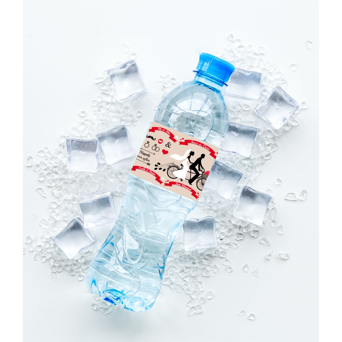 Just Married Mr. and Mrs. Water Bottle Labels - Holiday QTY 50