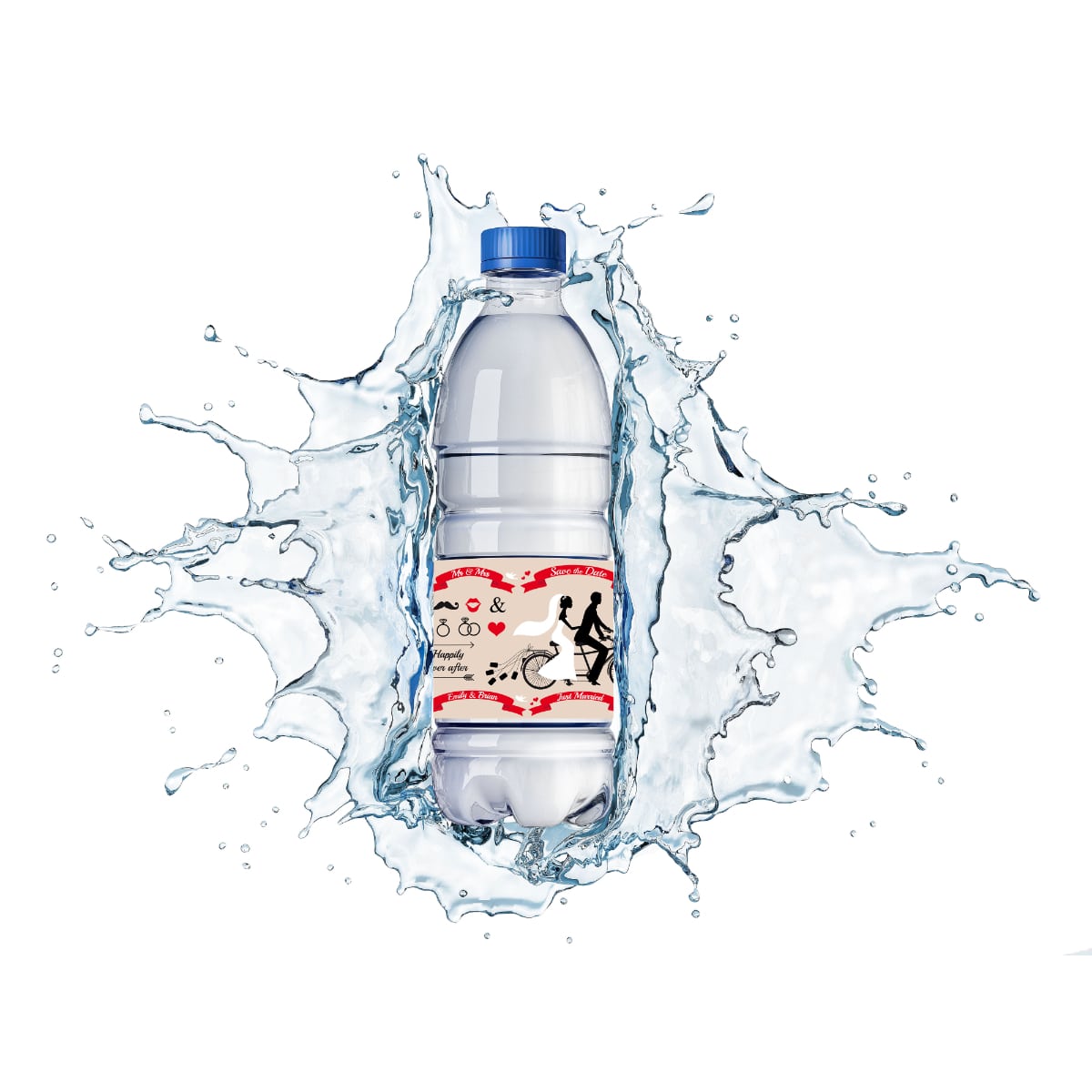 Just Married Mr. and Mrs. Water Bottle Labels - Holiday QTY 50