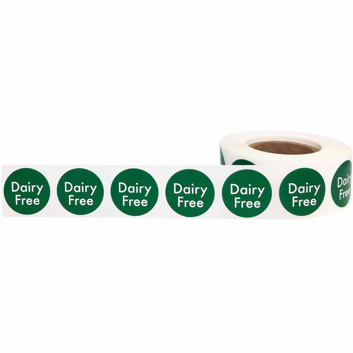 Dairy Free Stickers Small Round Green Labels QTY 500