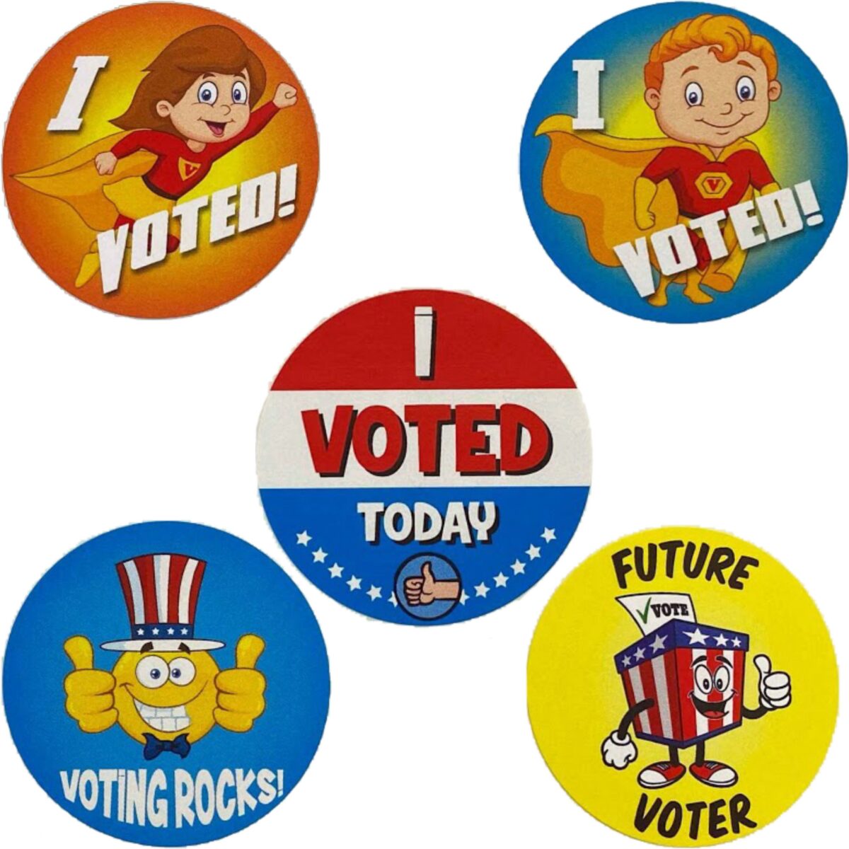 I Voted Stickers for Kids 1.5" QTY 500