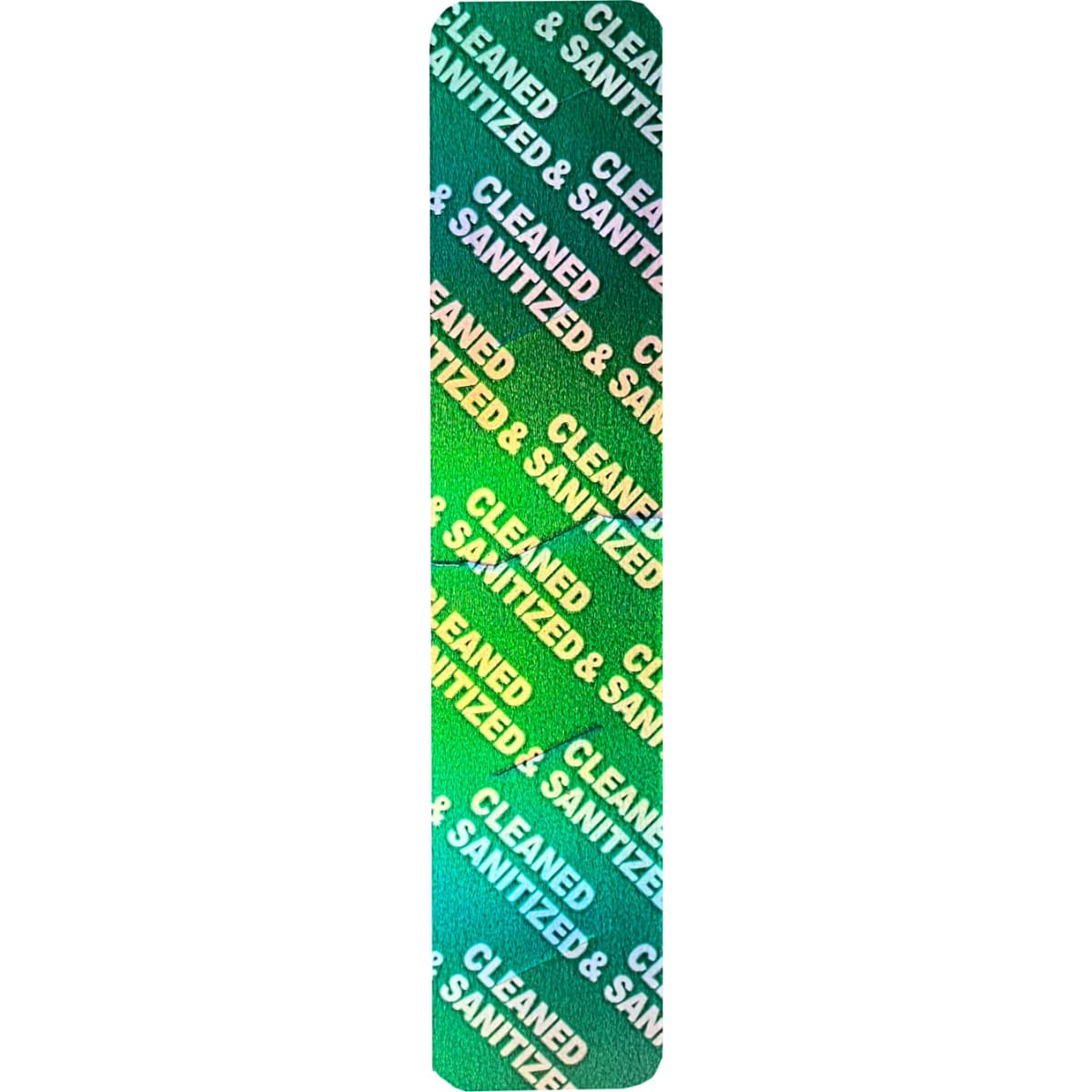 Cleaned And Sanitized Green Metallic Plastic Tamper Labels | 0.75" X 3.5" QTY 500 Cleaned And Sanitized Green Metallic Plastic Tamper Labels | 0.75" X 3.5" QTY 500