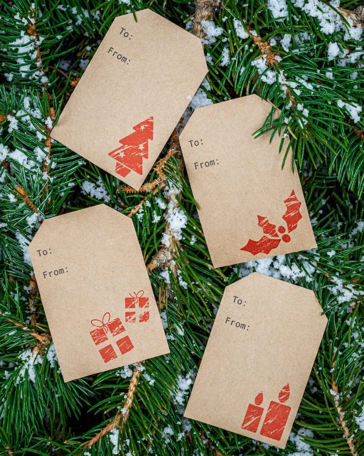 Rustic Christmas Kraft Gift Tags for Gift Wrapping QTY 100