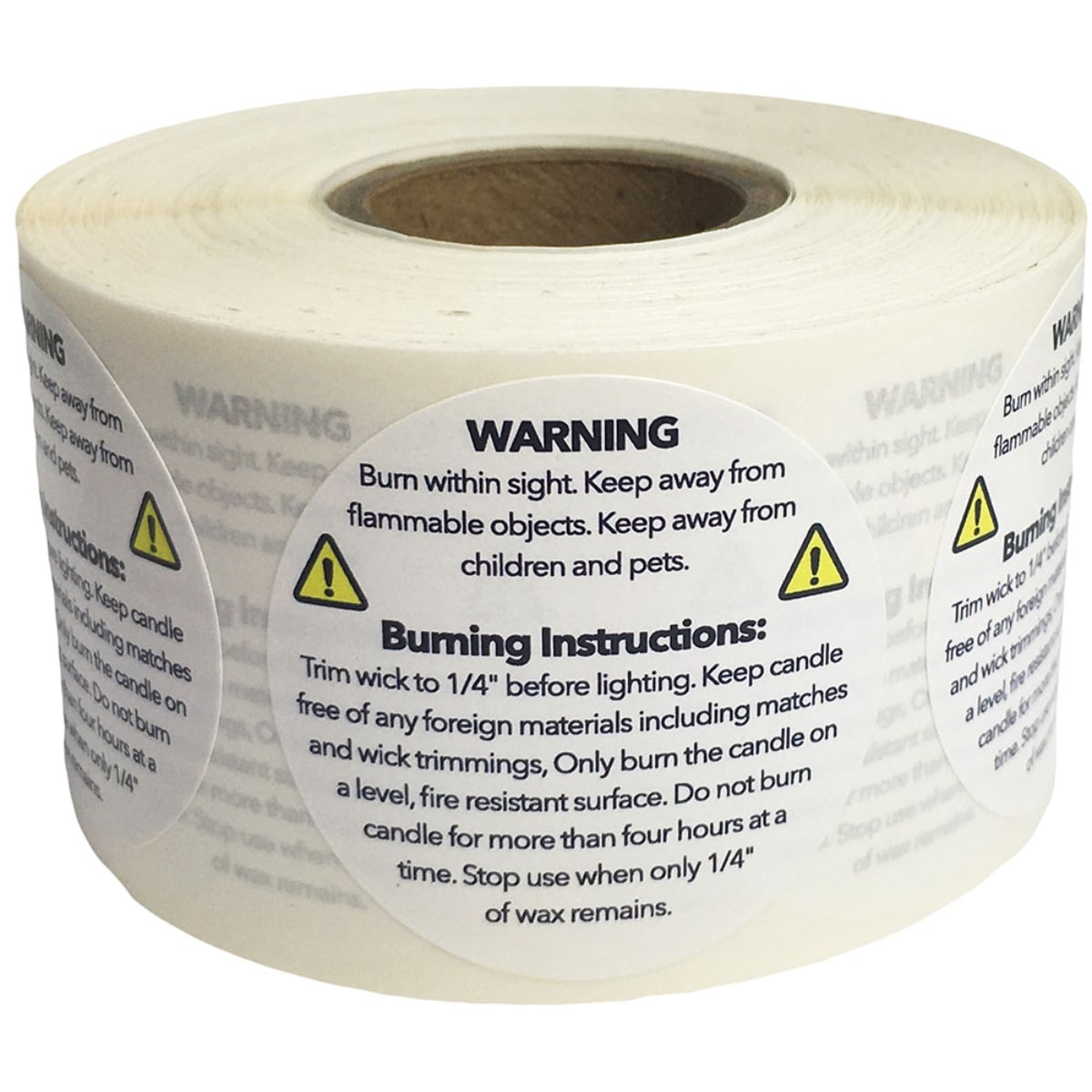 Candle Warning Burning Instruction Labels QTY 500