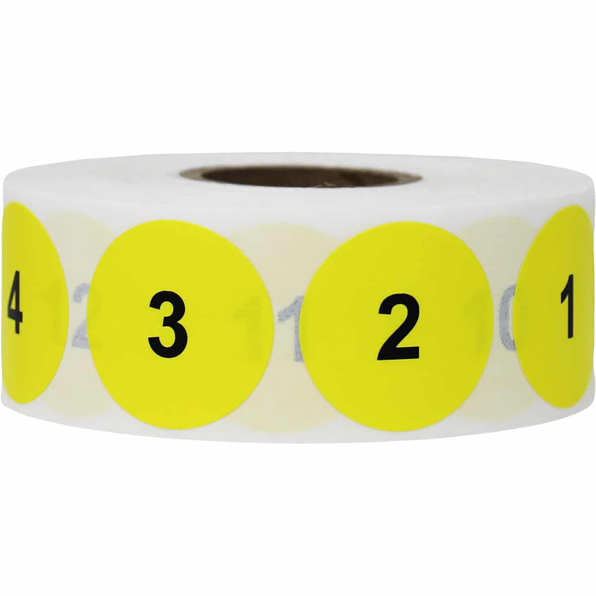 1-1000 Consecutive Number Labels | 1" Round Yellow and Black