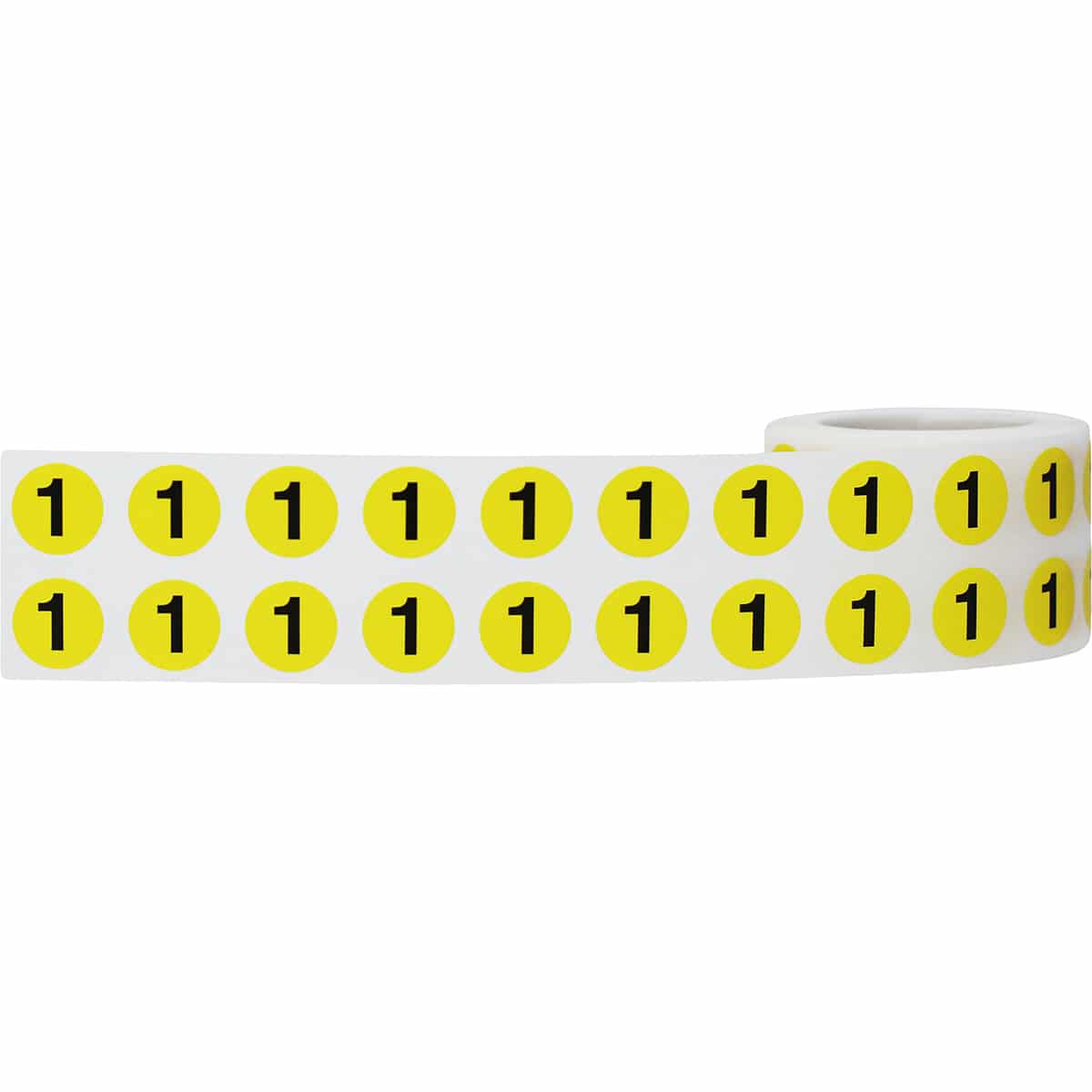 Number 1 Labels | Yellow and Black Small 1/2″ Round QTY 1,000