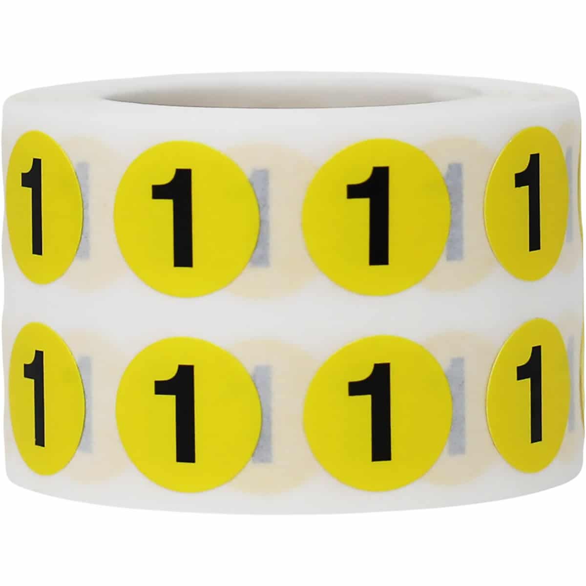 Number 1 Labels | Yellow and Black Small 1/2″ Round QTY 1,000