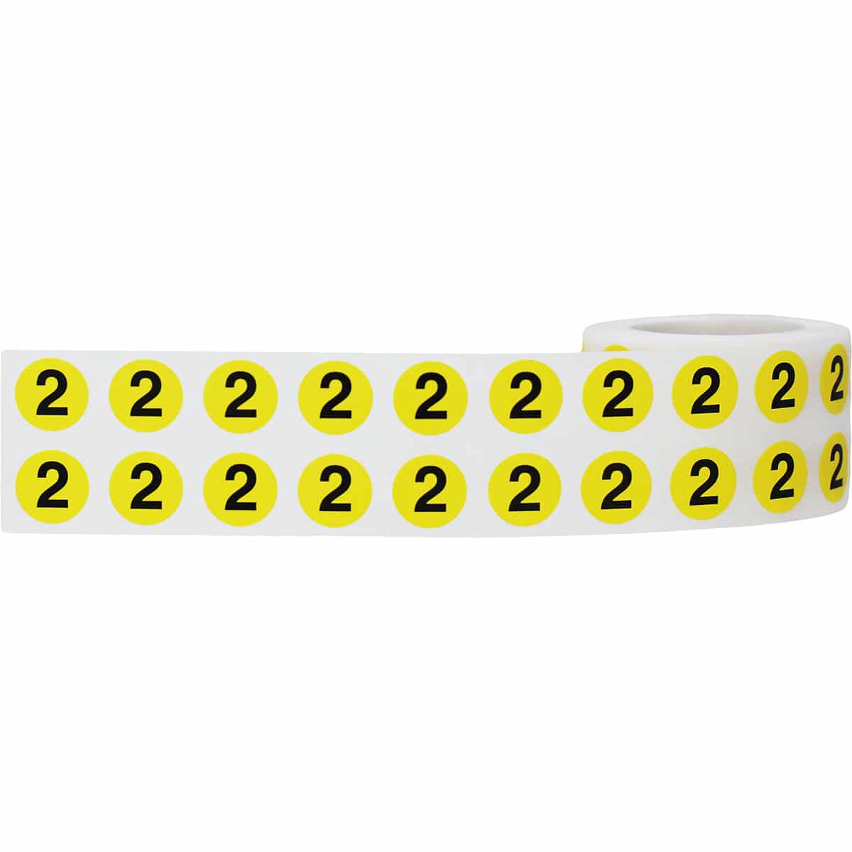 Number 2 Labels | Yellow and Black Small 1/2″ Round QTY 1,000